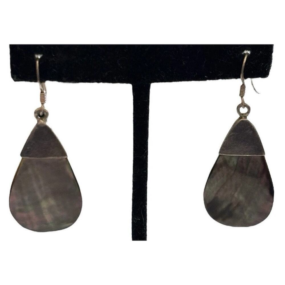Mother of Pearl Shell Teardrop Earrings 925 Sterling Silver 1.30” Pierced